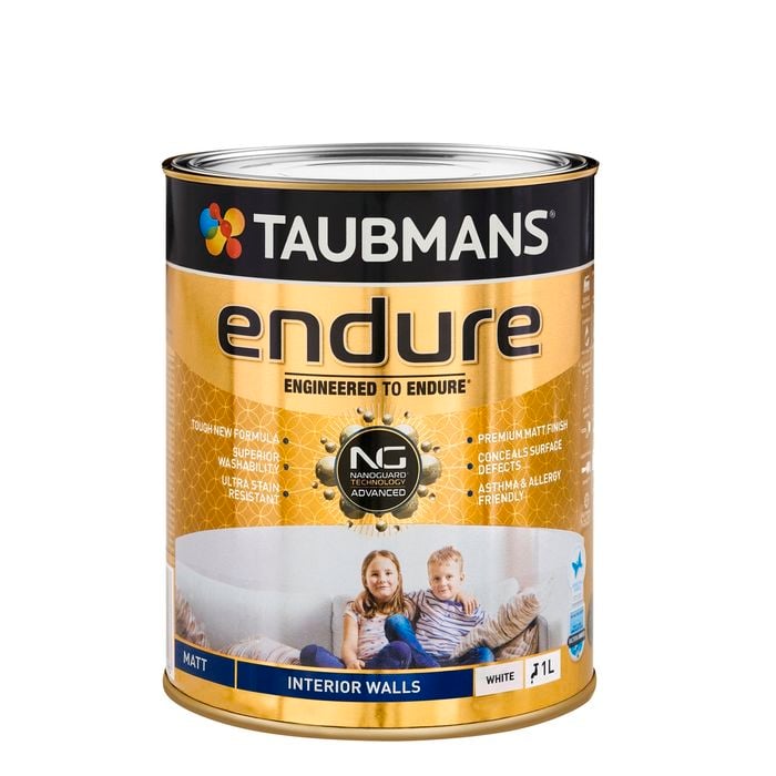 Taubmans 1L White Matt Endure Interior Wall Paint