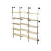 Flexi Storage Studio 1840 x 2070 x 320mm Black and Oak 3 Bay 15 Wall Shelf Kit