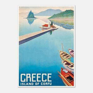 Galrie Corfu Greece Vintage Travel Poster: Stunning Artwork of Idyllic Island Artwork, Poster Only, A2 42 x 60cm (16 x 24inch)