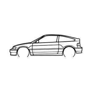 Ignite Laser Honda 1989 CRX Silhouette Metal Wall Art Rustic Metal 15.7inch/40cm