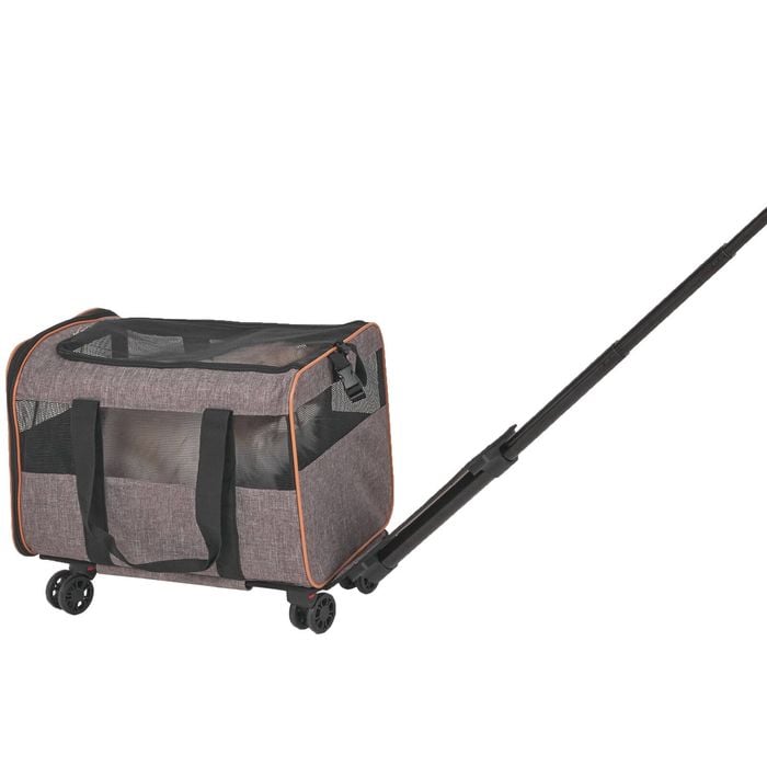 VEVOR 450x305x305mm Cat Carrier Grey with Wheels Airline Approved Rolling Pet