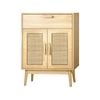 Oikiture Sideboard Buffet Rattan Cabinet Natural 80cm Particle Board