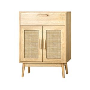 Oikiture Sideboard Buffet Rattan Cabinet Natural 80cm Particle Board