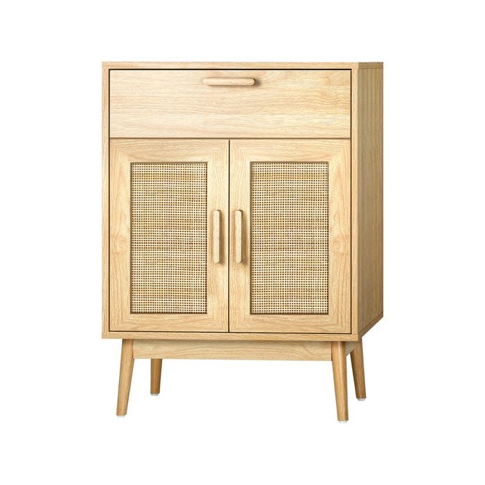 Oikiture Sideboard Buffet Rattan Cabinet Natural 80cm Particle Board