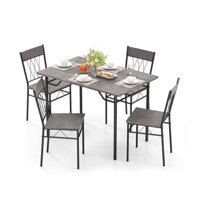 Costway 5pcs Dining Table Set Kitchen Furniture Grey