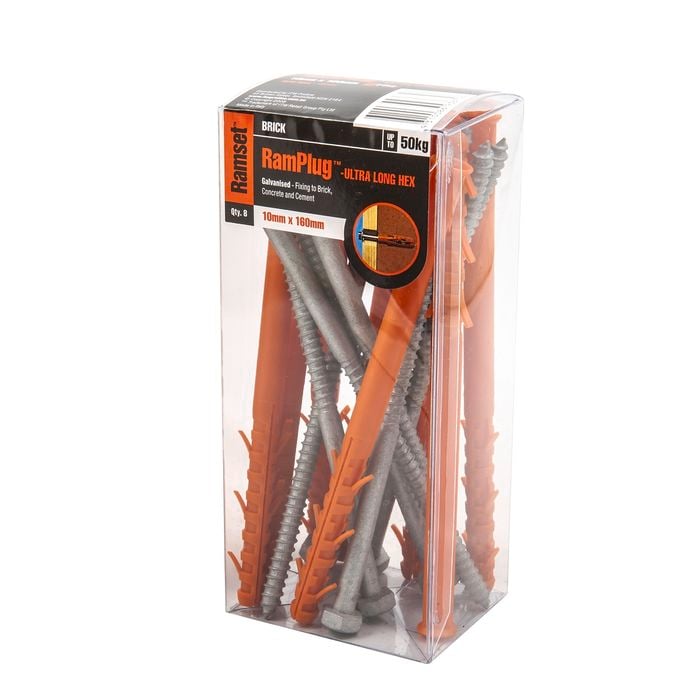 Ramset 10 x 160mm Ultra-Long Hex Galvanised Anchor - 8 Pack