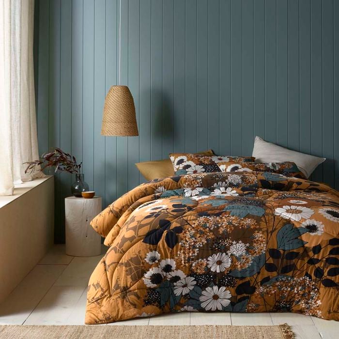 Accessorize Bedroom Collection Queen Light Brown Markle Washed Cotton Printed 3 Piece Comforter Set