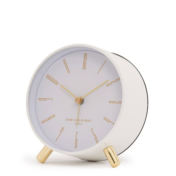 One Six Eight London Maya White Silent Alarm Clock