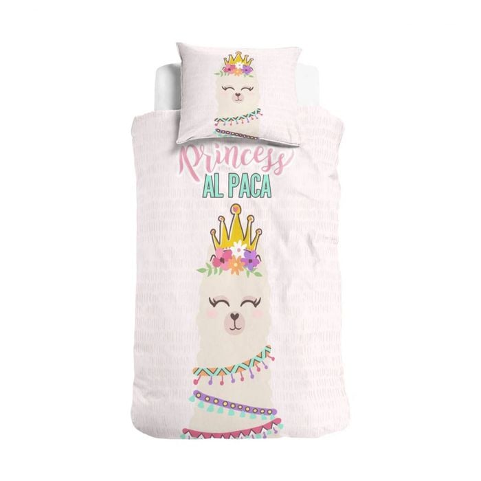 Little Monster Princess Al Paca Pink Kids Cotton Quilt Cover Set - Single Bed Size