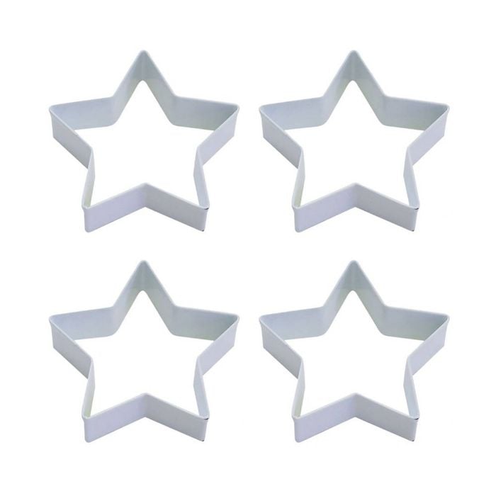 4x R&m Star Cookie Cutter Polyresin Coated Steel Biscuit Bake Mould 9cm White