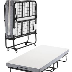 Vevor 96.5 Cmx190 Cm Rollaway Bed Black With 10 Cm Mattress Twin Size Foldable Memory Foam For Adults