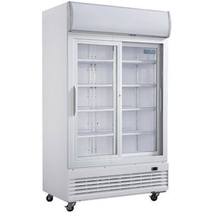 Polar G-series Sliding Door Upright Display Cooler With Light Box 950ltr - Commercial Drink Fridges (ge581-a)
