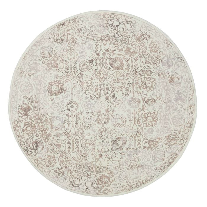 Loopsie-240cm X 240cm-jaya Cream And Beige Floral Washable Round Rug