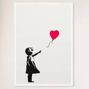 Galrie Banksy Girl With Balloon Artwork Print, 2004 - Iconic Art Piece for Collectors, White Frame, 50 x 70cm (20 x 28inch)