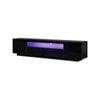 Oikiture Entertainment Unit Tv Cabinet Led Gloss Black 180cm Particle Board