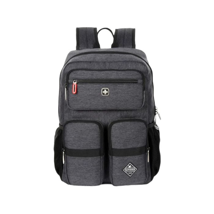 Swiss Waterproof 15.6" Laptop School Backpack Travel Shoulder Bag - Grey