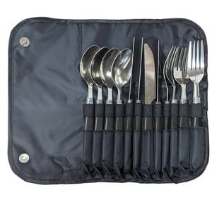 12pc Wildtrak Stainless Steel Cutlery Set w/ Roll Up Travel Pouch