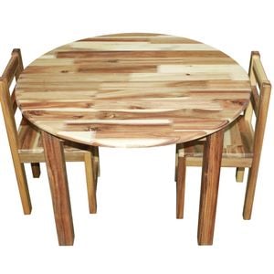 Acacia Round Table 90cm & 2 Standard Chairs