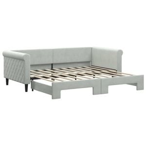vidaXL Daybed with Trundle Sofa Bed Couch Bed Single Size Light Grey Velvet