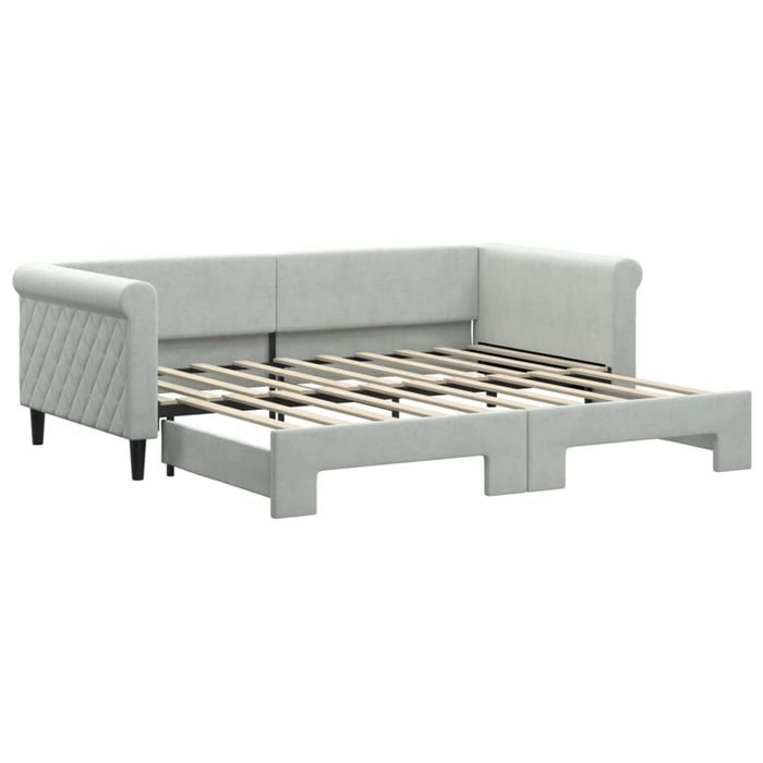 vidaXL Daybed with Trundle Sofa Bed Couch Bed Single Size Light Grey Velvet
