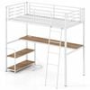 Costway Single Loft Bed Frame Desk Charging Station Guard Rails Natural