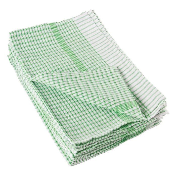 Vogue Tea Towels Wonderdry Green 10 Pack Absorbent Kitchen Drying Cloths