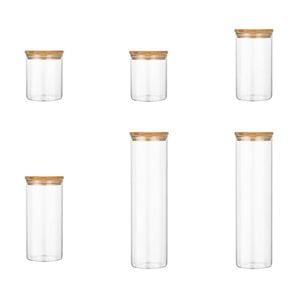 CARLA HOME 6 Pack Glass Storage Jars with Bamboo Lids