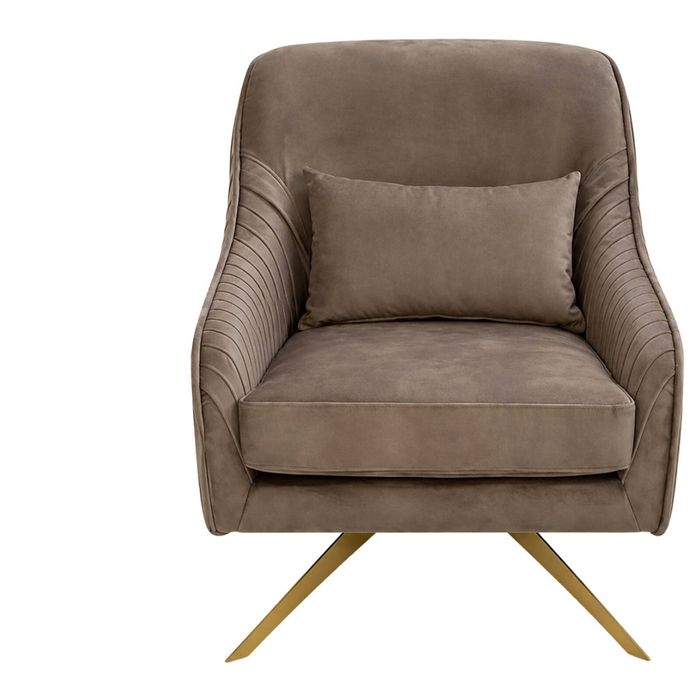 Velvet Swivel Accent Chair - Light Brown