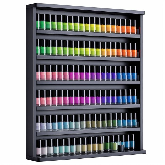 Advwin Nail Polish Rack Wall Mounted 6 Layers Display Stand Acrylic Baffle White