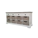 Elegance Living 80cm White & Grey Beige Joanna 4-Drawer Cabinet with 8 Baskets