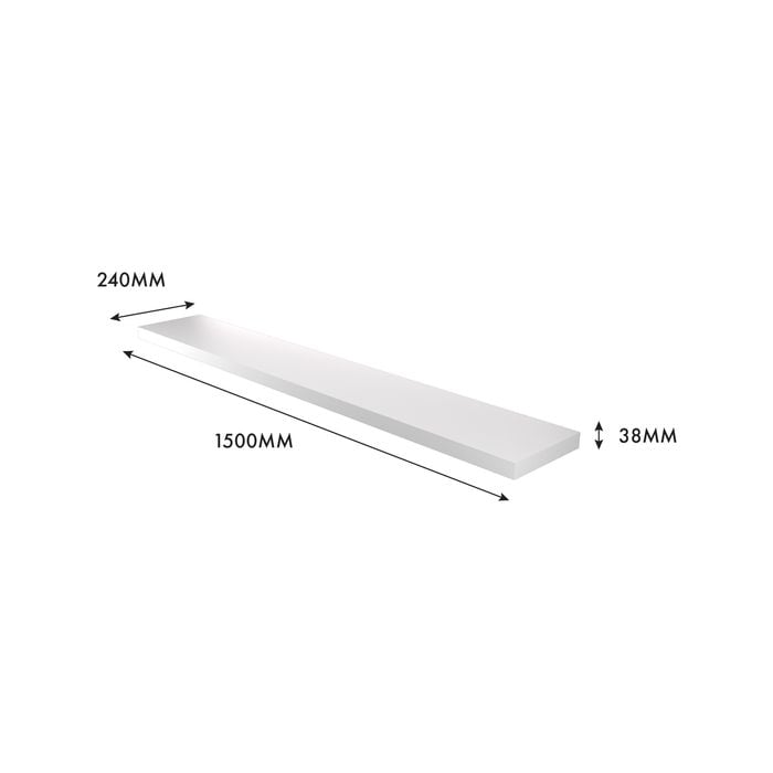 Flexi Storage Decorative Shelving 1500 x 38 x 240mm Matte White Floating Shelf