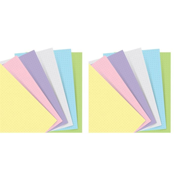 2x 60pc Filofax Pastel A5 Notebook Refill Dotted Paper Writing School Stationery