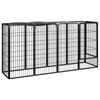 vidaXL 10-Panel Dog Playpen Black Powder-coated Steel Enclosure Puppy Fence