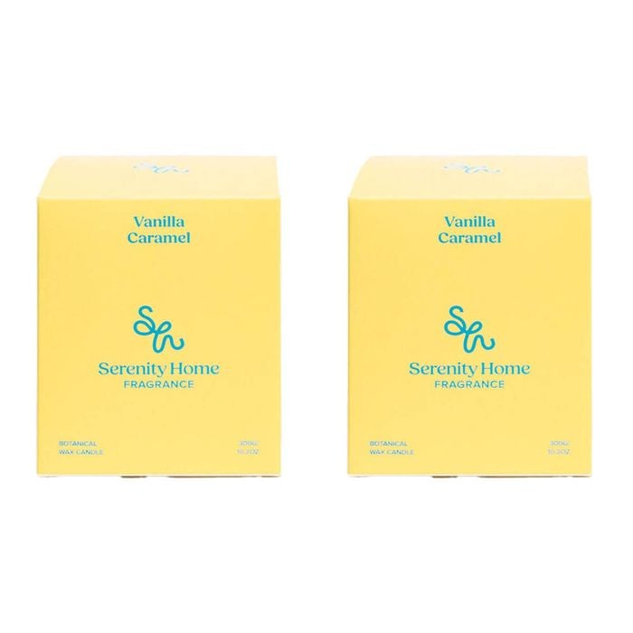 2PK Serenity Vanilla Caramel Scent Home Fragrance Candle Jar 300g