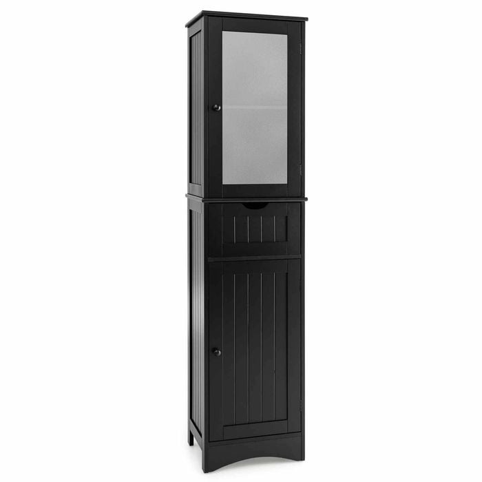 Costway 170 Cm Storage Cabinet Sideboard 2 Door Drawer Frosted Glass Door