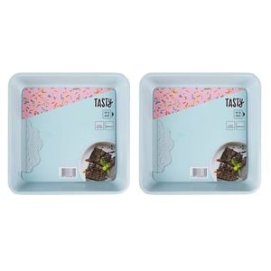 Tasty Non-Stick Brownie Pan Square 23cm Light Blue 2 Pack