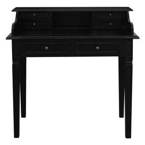 Winston 6 Drawer Solid Timber Writing Desk - Black
