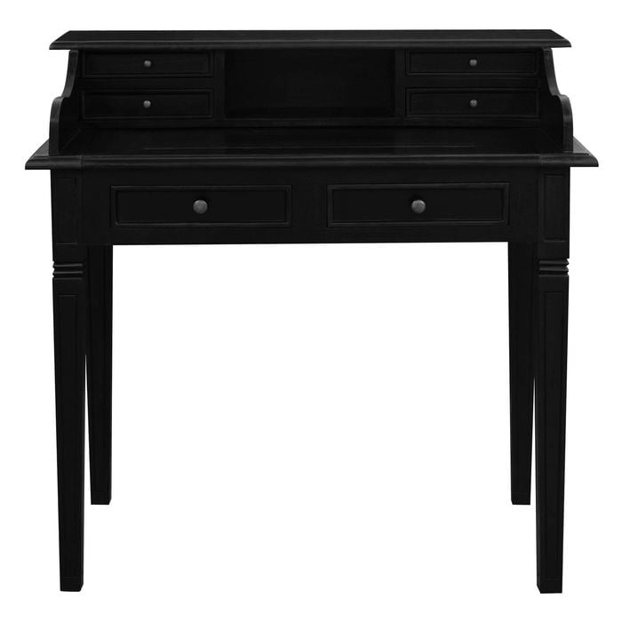 Winston 6 Drawer Solid Timber Writing Desk - Black