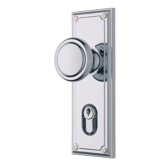 Gainsborough Bright Chrome Traditional Trilock Double Cylinder Knobset