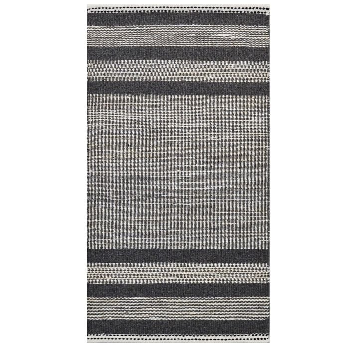 Handwoven Wool & Jute Rug-Lima 6334-Ivory/Charcoal-80x150cm