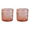 2PK LVD Leaves Oasis Glass 9cm Trinket Storage w/ Lid Round - Pink