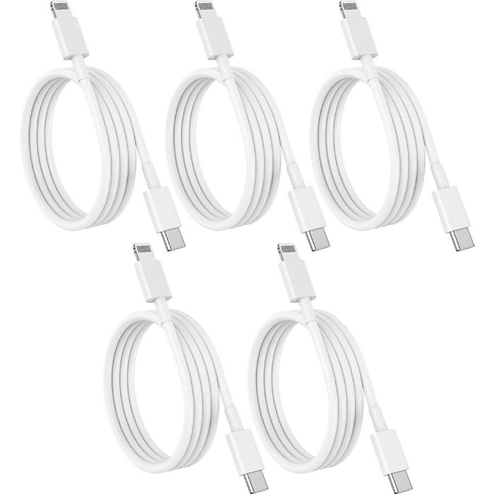 iWill 5 Pack 1m Data Transfer Fast PD Charger USB Type C to Apple iPhone iPad iPod Cable Cord Bulk