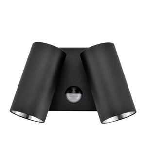 CLA Lighting Sec Surface Mounted LED Tri-CCT Double Adjustable Wall/Pillar Light (Matt Black) IP65 with Sensor