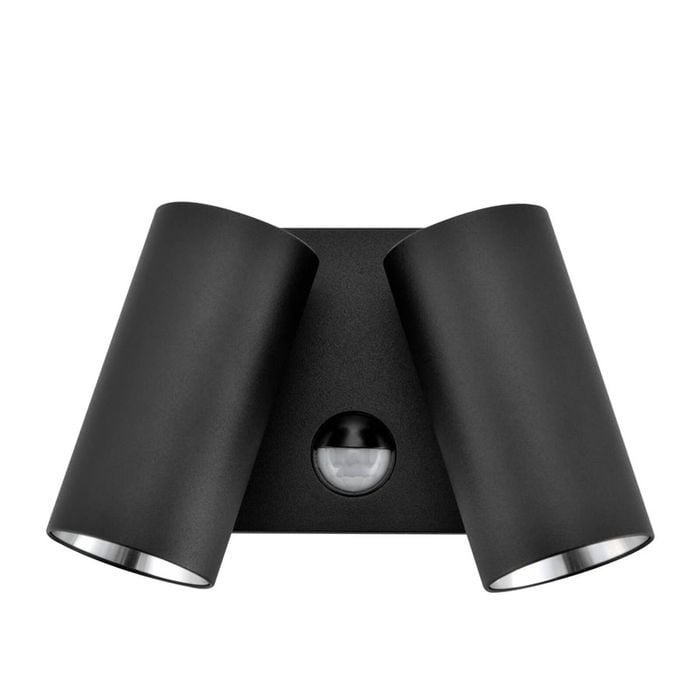 CLA Lighting Sec Surface Mounted LED Tri-CCT Double Adjustable Wall/Pillar Light (Matt Black) IP65 with Sensor