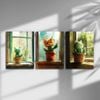 3pcs Cactus Cat Modern Colourful Print 100% Australian Made 3 x 40x60cm (Metal Print)