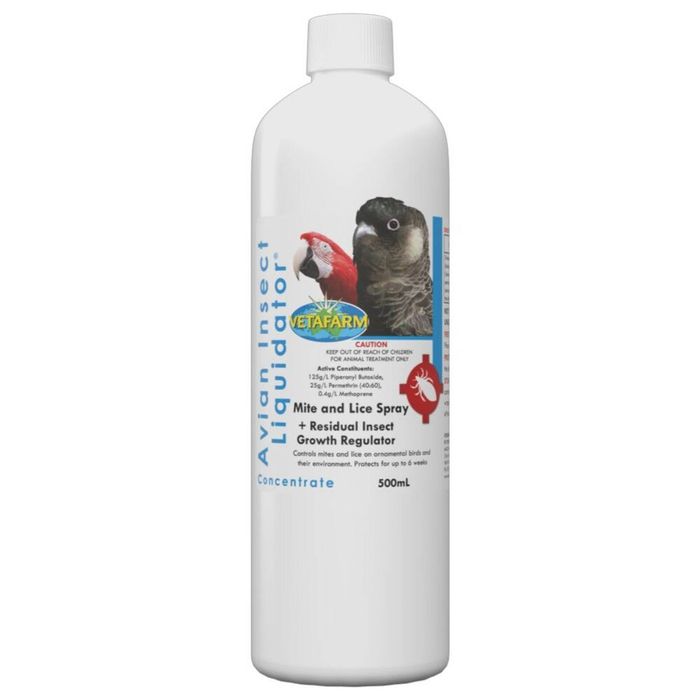 Vetafarm Avian Insect Liquidator Concentrate Mite & Lice Spray for Birds 500ml