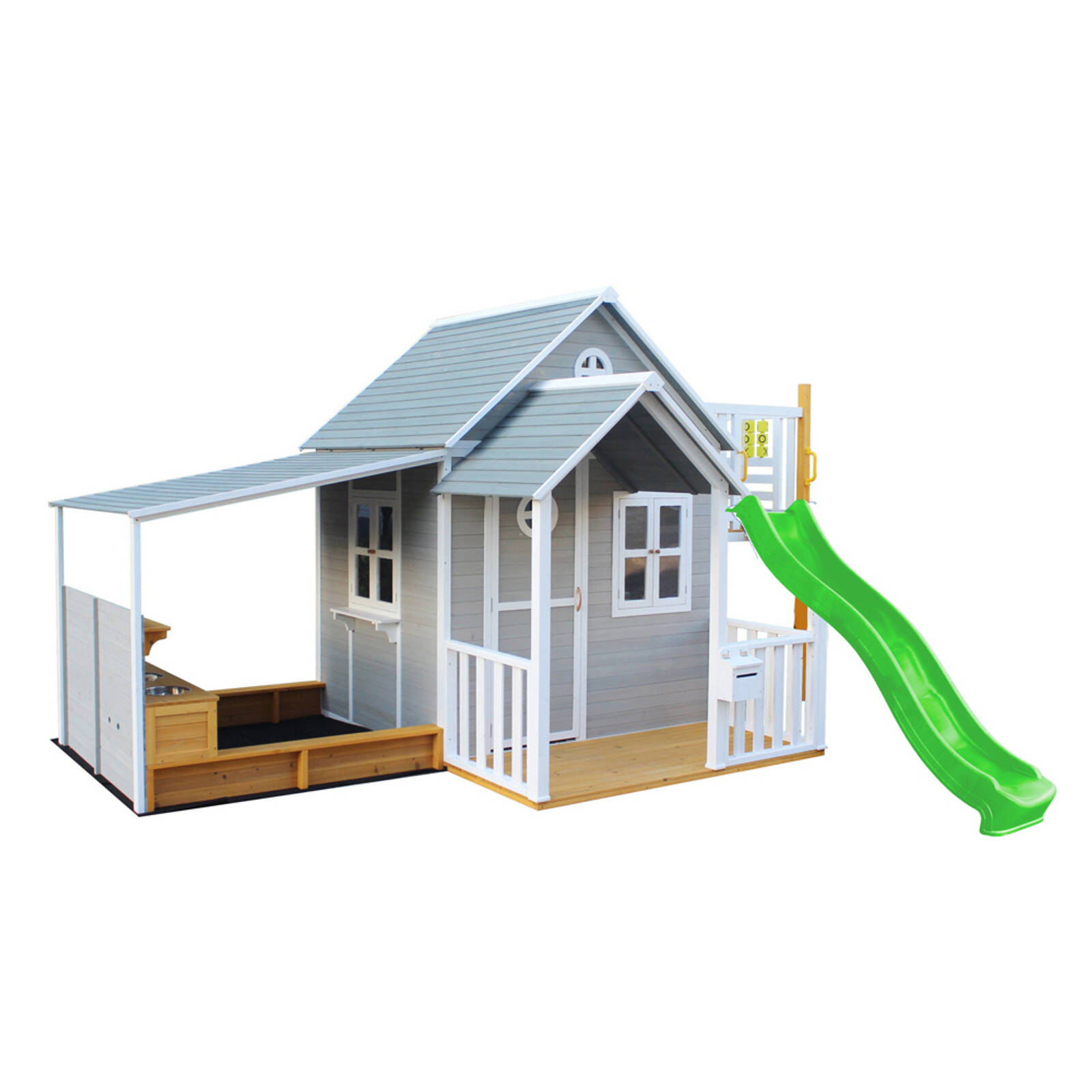 Kidzshack Jolly Kids Wood Large Cubby House w/Mud Kitchen Lime