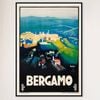 Galrie Stunning Vintage Italian Travel Poster of Bergamo, Lombardy Italy Art Décor, Black Frame, A4 21 x 30cm (8 x 12inch)