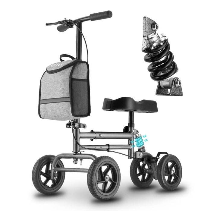 Altus Knee Scooter Walker Wheels frame with Shock Absorber  - Metallic