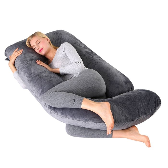 Advwin Pregnancy Nursing Pillows Maternity Pillow J Shaped, Grey